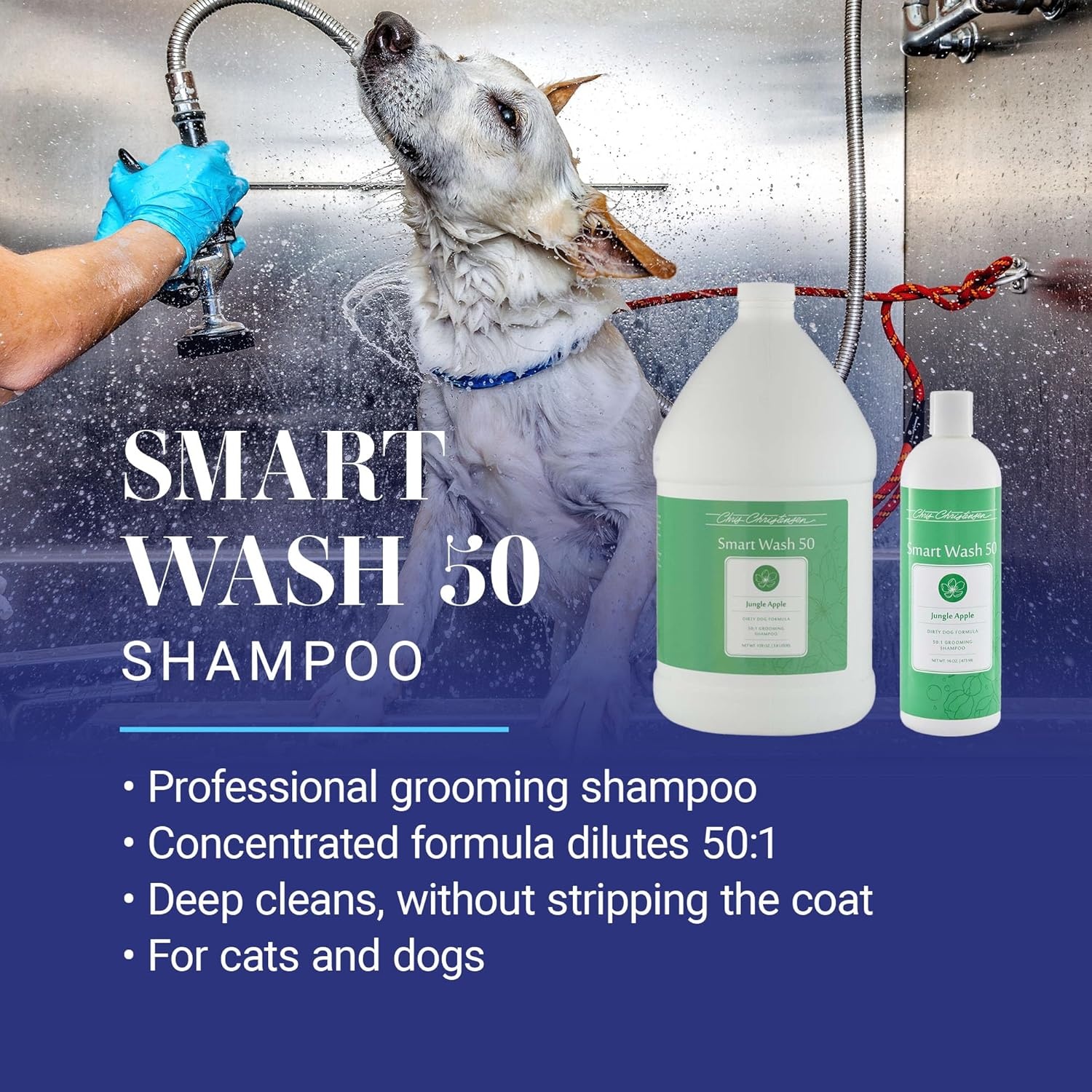 image:imageChris Christensen Smartwash50 Hydrating Blend Ultra Concentrated Dog Shampoo Makes Up to 50 Bottles Groom Like A Professional Delightfully Fragranced Suitable for All Coats Made in USA 16 OzJungle Apple 16 Oz