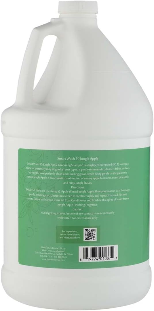 image:imageChris Christensen Smartwash50 Hydrating Blend Ultra Concentrated Dog Shampoo Makes Up to 50 Bottles Groom Like A Professional Delightfully Fragranced Suitable for All Coats Made in USA 16 OzJungle Apple 1 Gallon
