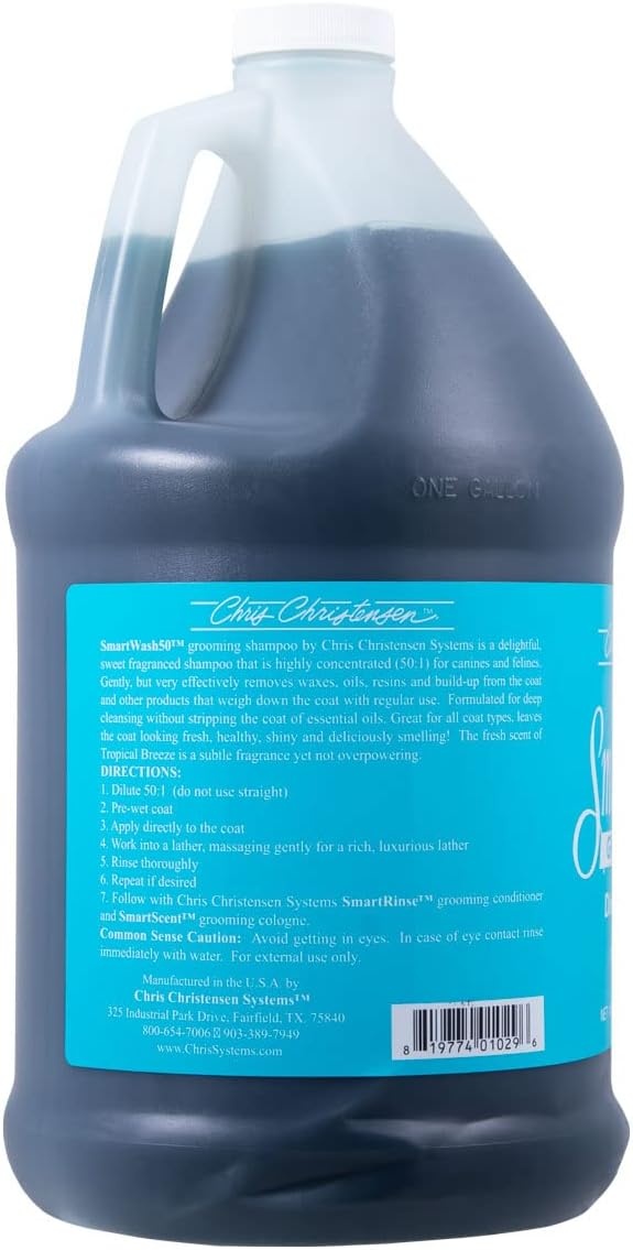 image:imageChris Christensen amp Jelly Pet Bundle SmartWash50 Dog Shampoo Concentrate Tropical Breeze Gallon Teal Jelly Pet Grooming Loop Groom Like a Professional Made in USA