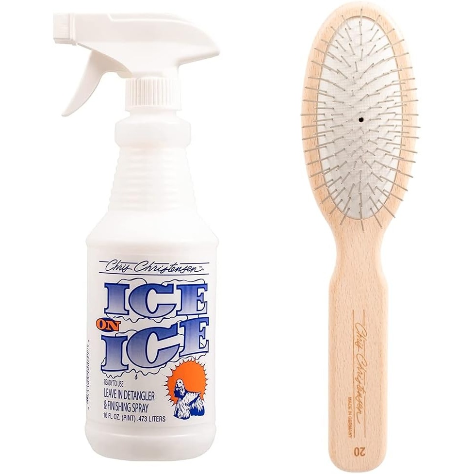 image:imageChris Christensen Ice on Ice Detangle and Finishing Spray 20mm Oval Original Series Brush Adds Elasticity amp Strength Stainless Steel Pins White Dog Brush