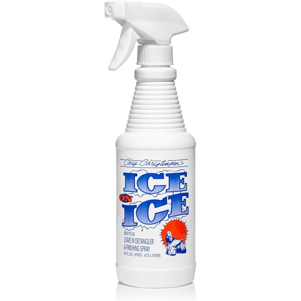 image:imageChris Christensen Ice on Ice Detangler and Finishing Dog Spray Groom Like a Professional Ready to Use Helps BrushComb Glide Through Coat Conditions No Residue All Coat Types Made in USA 16 oz