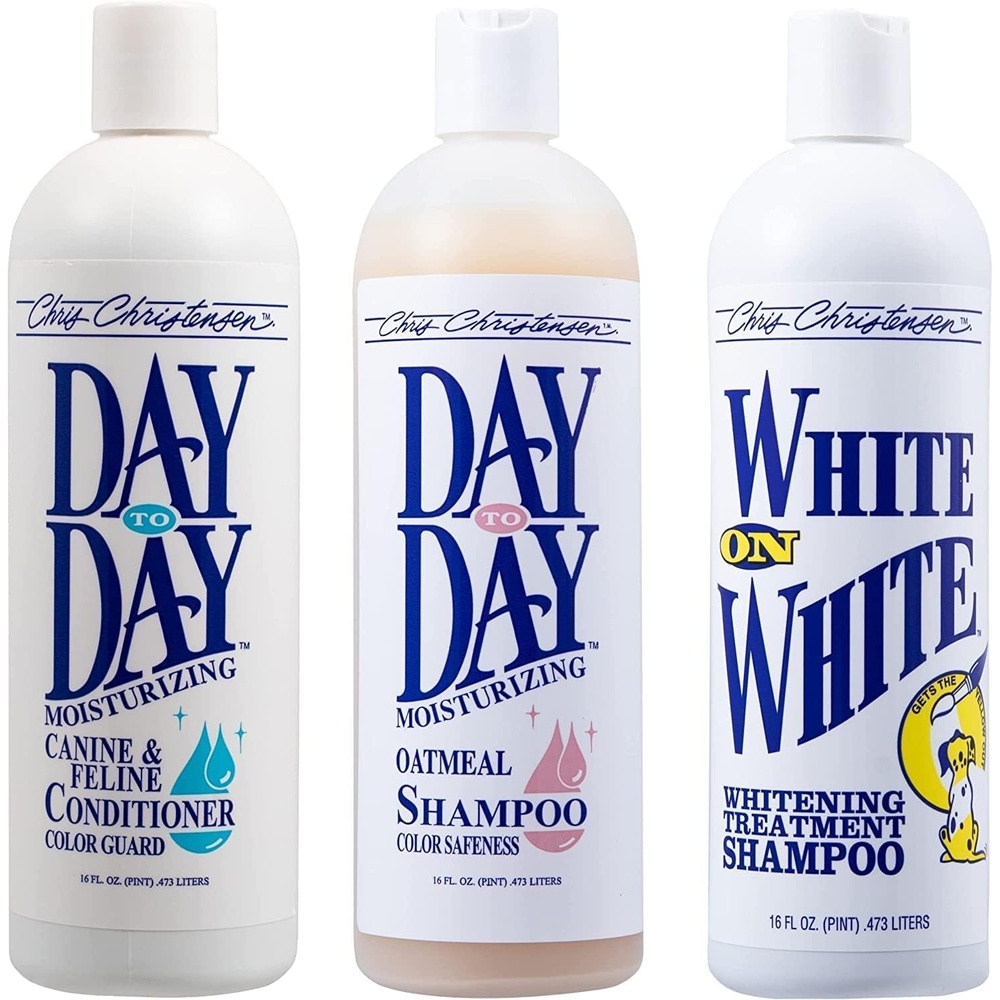 image:imageChris Christensen Shampoo amp Conditioner 16 oz Bundle Day to Day Conditioner Day to Day Oatmeal Shampoo White on White Shampoo Groom Like a Professional Made in USA