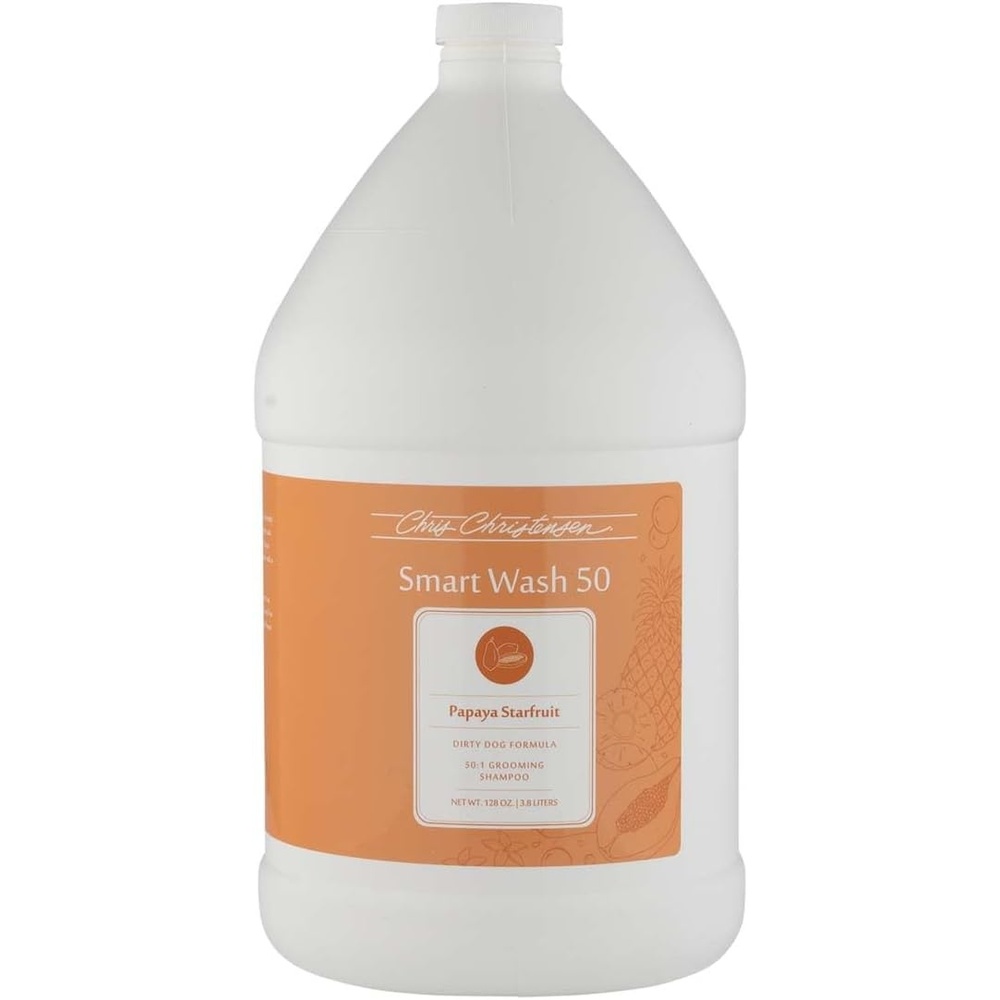 image:imageChris Christensen Smartwash50 Hydrating Blend Ultra Concentrated Dog Shampoo Makes Up to 50 Bottles Groom Like A Professional Delightfully Fragranced Suitable for All Coats Made in USA 16 OzPapaya Starfruit 1 Gallon