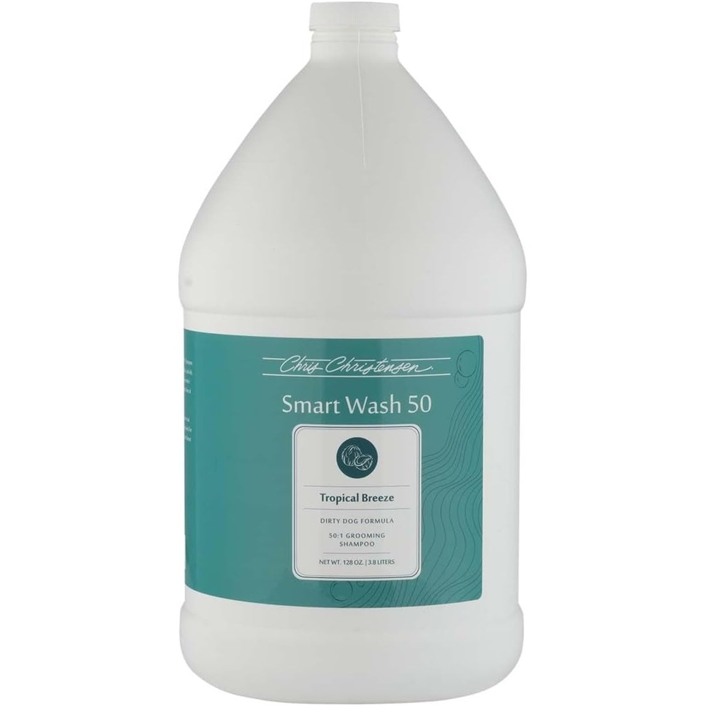 image:imageChris Christensen Smartwash50 Hydrating Blend Ultra Concentrated Dog Shampoo Makes Up to 50 Bottles Groom Like A Professional Delightfully Fragranced Suitable for All Coats Made in USA 16 OzTropical Breeze 1 Gallon