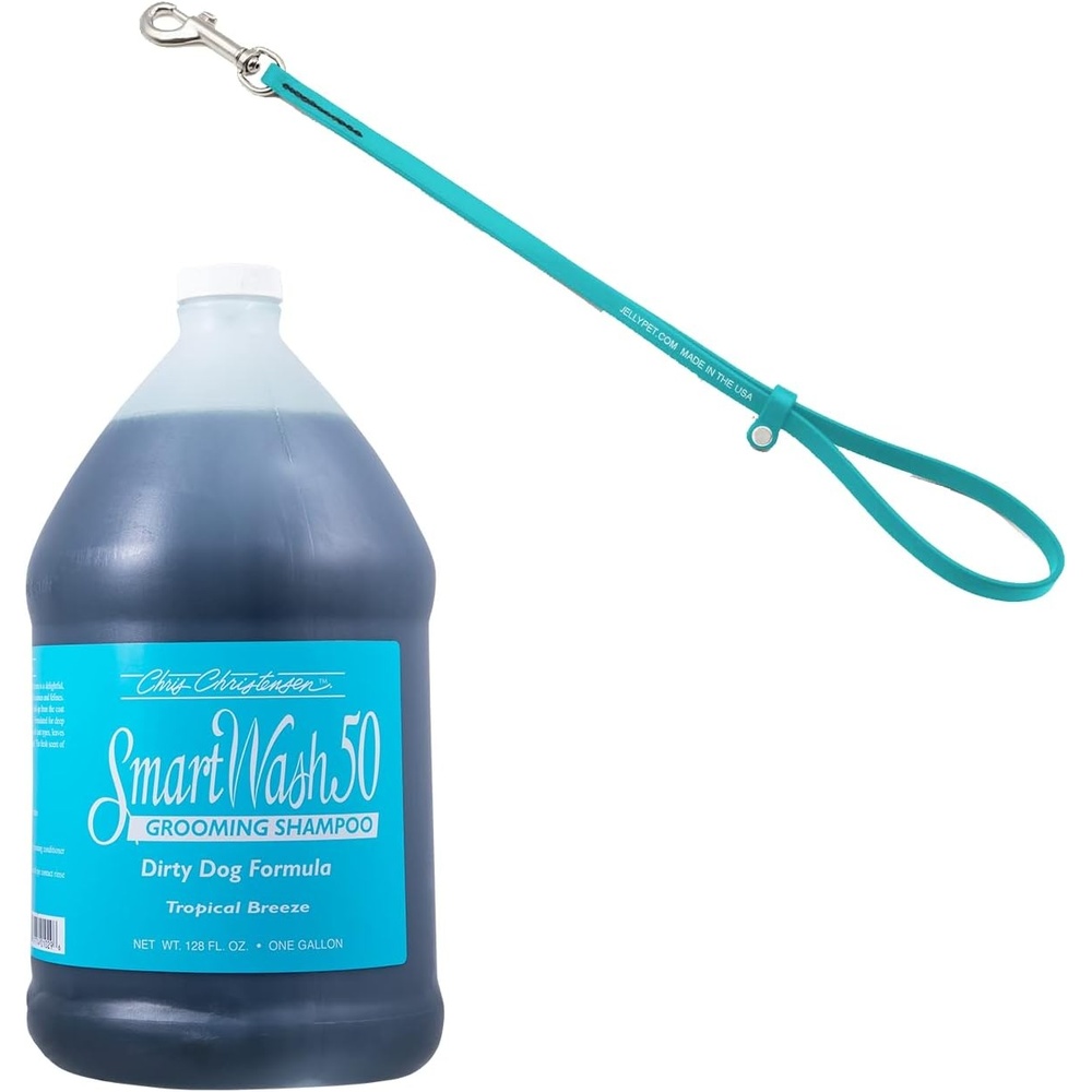 image:imageChris Christensen amp Jelly Pet Bundle SmartWash50 Dog Shampoo Concentrate Tropical Breeze Gallon Teal Jelly Pet Grooming Loop Groom Like a Professional Made in USA