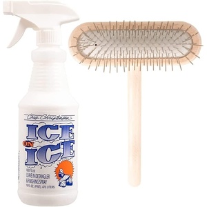 image:imageChris Christensen Detangle and Finishing Spray  Dog Brush Bundle Ice on Ice Detangler amp Finishing Spray Adds Elasticity amp Strength  27mm TBrush Stainless Steel Pins