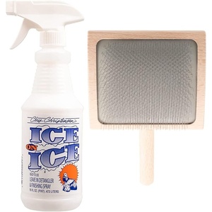 image:imageChris Christensen Detangle and Finishing Spray  Dog Brush Bundle Ice on Ice Detangler amp Finishing Spray Adds Elasticity amp Strength  Mark VII Curved Slicker Brush Stainless Steel Pins