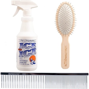 image:imageChris Christensen Grooming Bundle  Original Series 20mm Oval Pin Brush  75 in Greyhound Style FineCoarse Comb  Ice on Ice Detangling Spray 16 oz Groom Like a Professional Made in USA