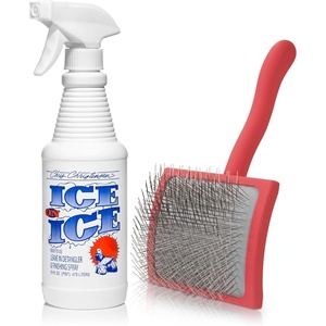 image:imageChris Christensen Ice on Ice Detangle and Finishing Spray  Dog Brush Bundle Adds Elasticity amp Strength  Big G Slicker Large Brush Fluff Detangle  For Poodles Goldendoodles Labradoodles