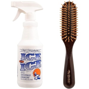 image:imageChris Christensen Ice on Ice Detangle and Finishing Spray  Wood Pin Series Brush Bundle Adds Elasticity amp Strength Static Free Dog Brush White Oblong