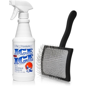 image:imageChris Christensen Ice on Ice Detangler amp Finishing Spray Adds Elasticity amp Strength  Big K Slicker Large Brush for Detangling and Fluffing
