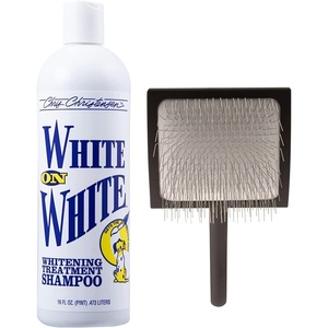 image:imageChris Christensen Shampoo Bundle  White on White Treatment Shampoo  Big K Slicker Brush Large Perfect for Doodles Groom Like a Professional Made in USA