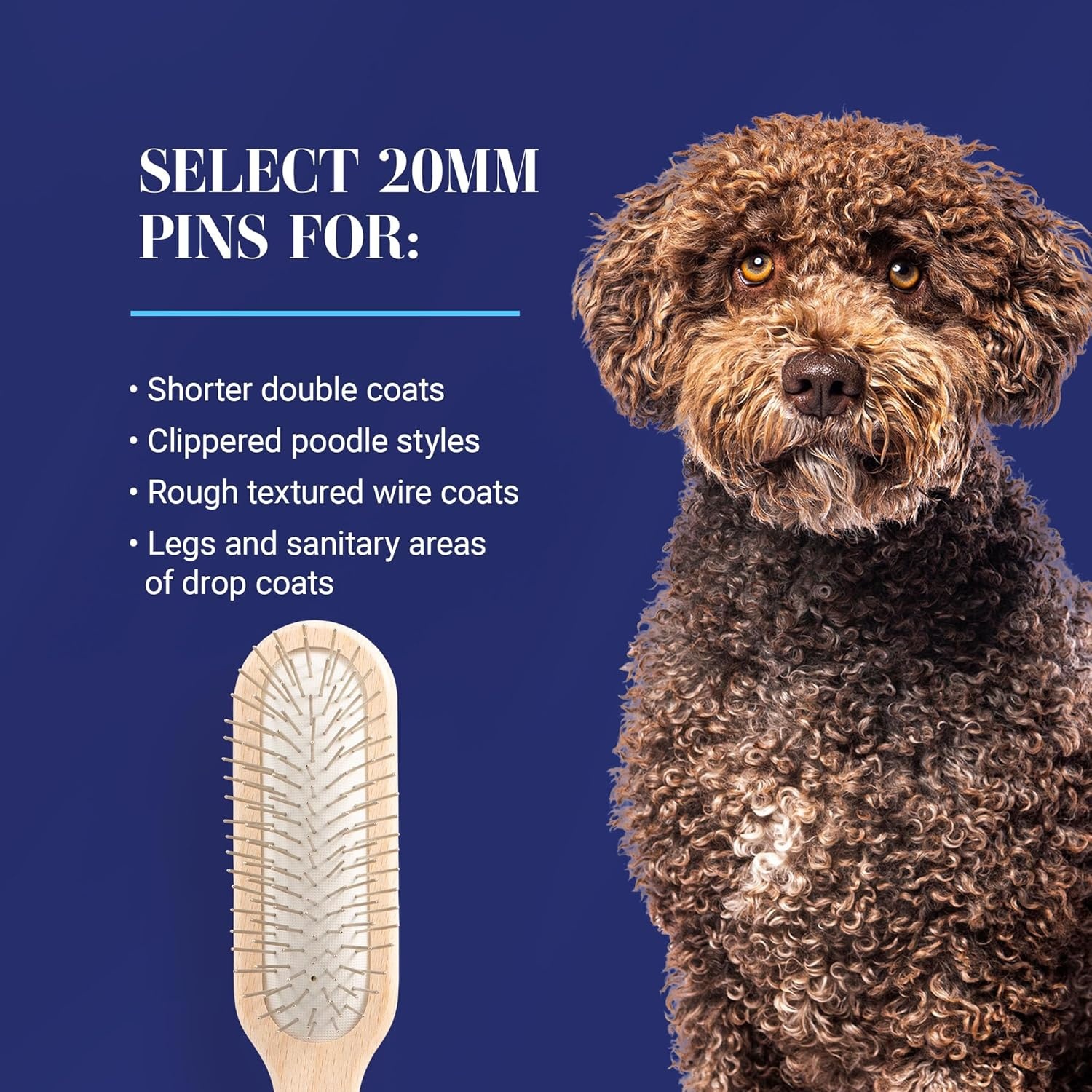 image:imageChris Christensen 20 mm Oblong Pin Dog Brush Original Series Groom Like a Professional Stainless Steel Pins Lightweight Beech Wood Body Ground and Polished TipsBrown