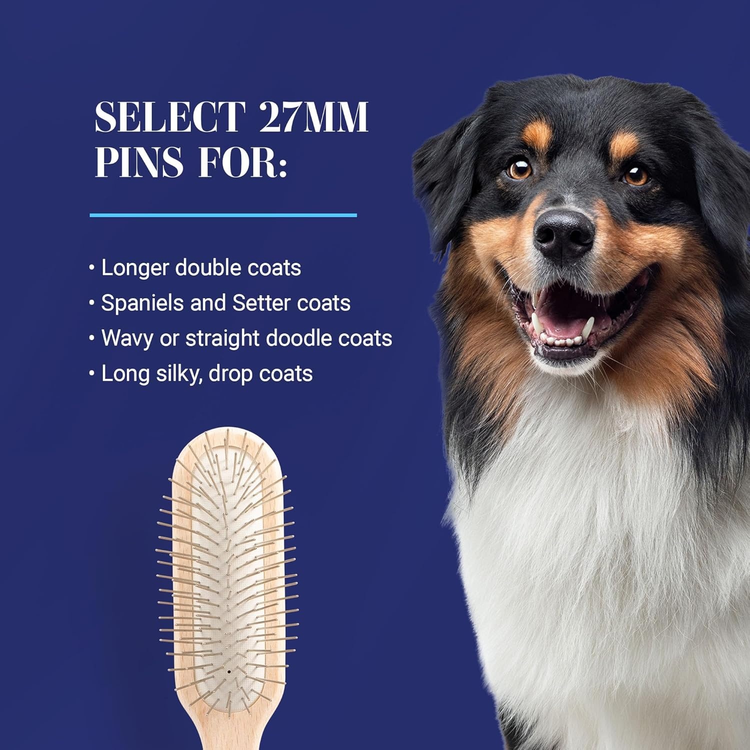image:imageChris Christensen 20 mm Oblong Pin Dog Brush Original Series Groom Like a Professional Stainless Steel Pins Lightweight Beech Wood Body Ground and Polished TipsBrown