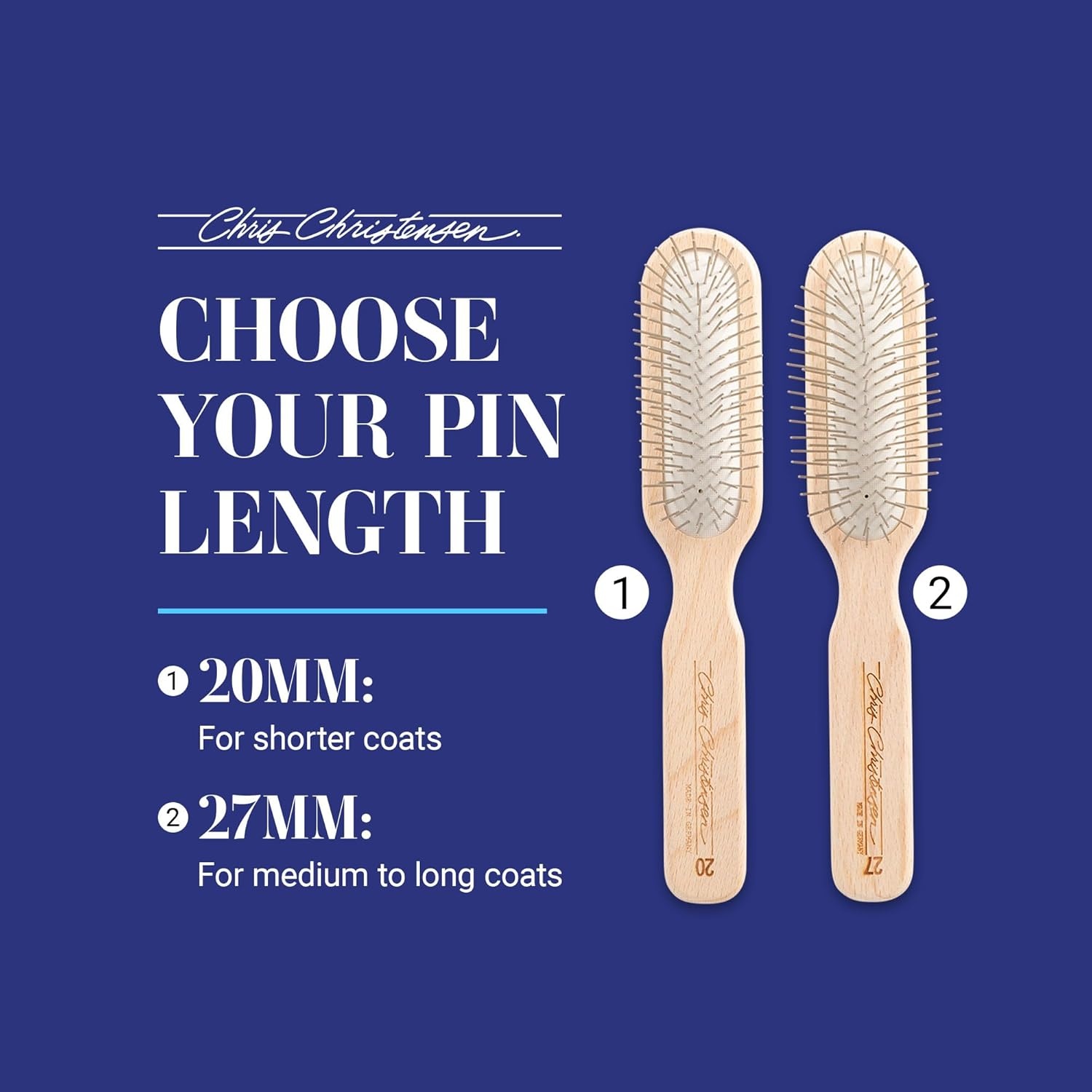 image:imageChris Christensen 20 mm Oblong Pin Dog Brush Original Series Groom Like a Professional Stainless Steel Pins Lightweight Beech Wood Body Ground and Polished TipsBrown
