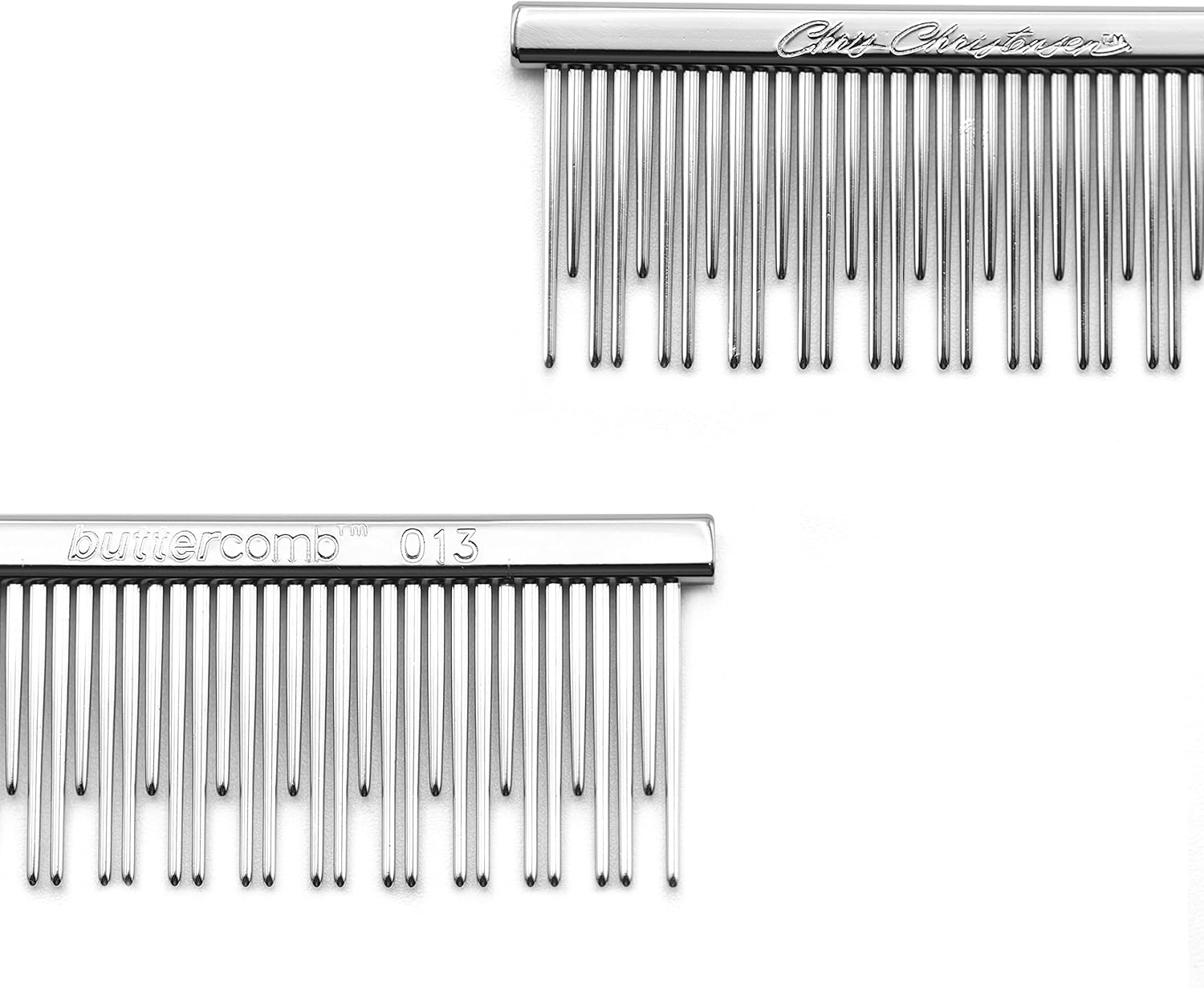 image:imageChris Christensen 6in CatCarding Dual Tooth Butter Comb Groom Like a Professional Rounded Corners Prevent Friction and Breakage Solid Brass Spin with Steel Teeth Chrome Finish