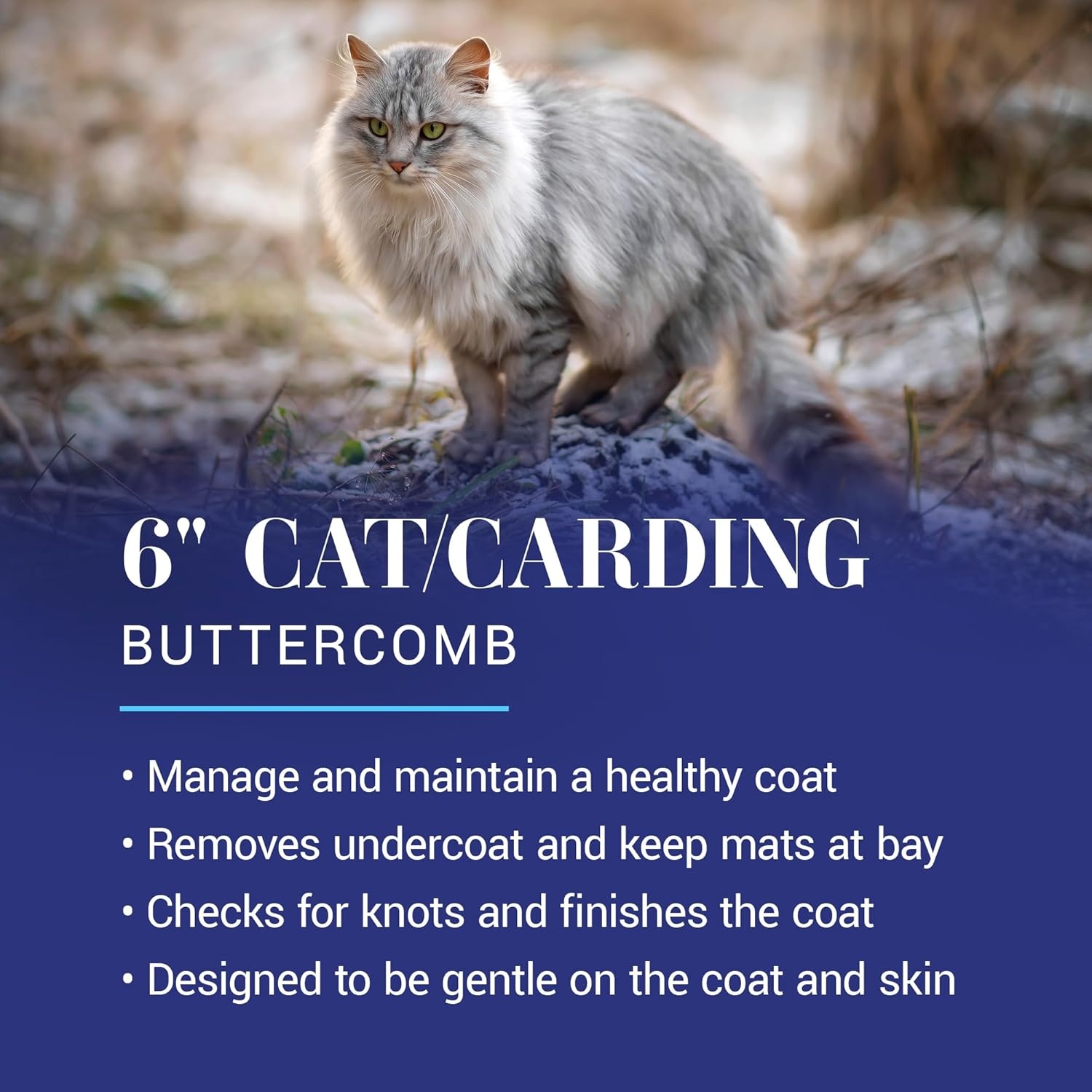 image:imageChris Christensen 6in CatCarding Dual Tooth Butter Comb Groom Like a Professional Rounded Corners Prevent Friction and Breakage Solid Brass Spin with Steel Teeth Chrome Finish