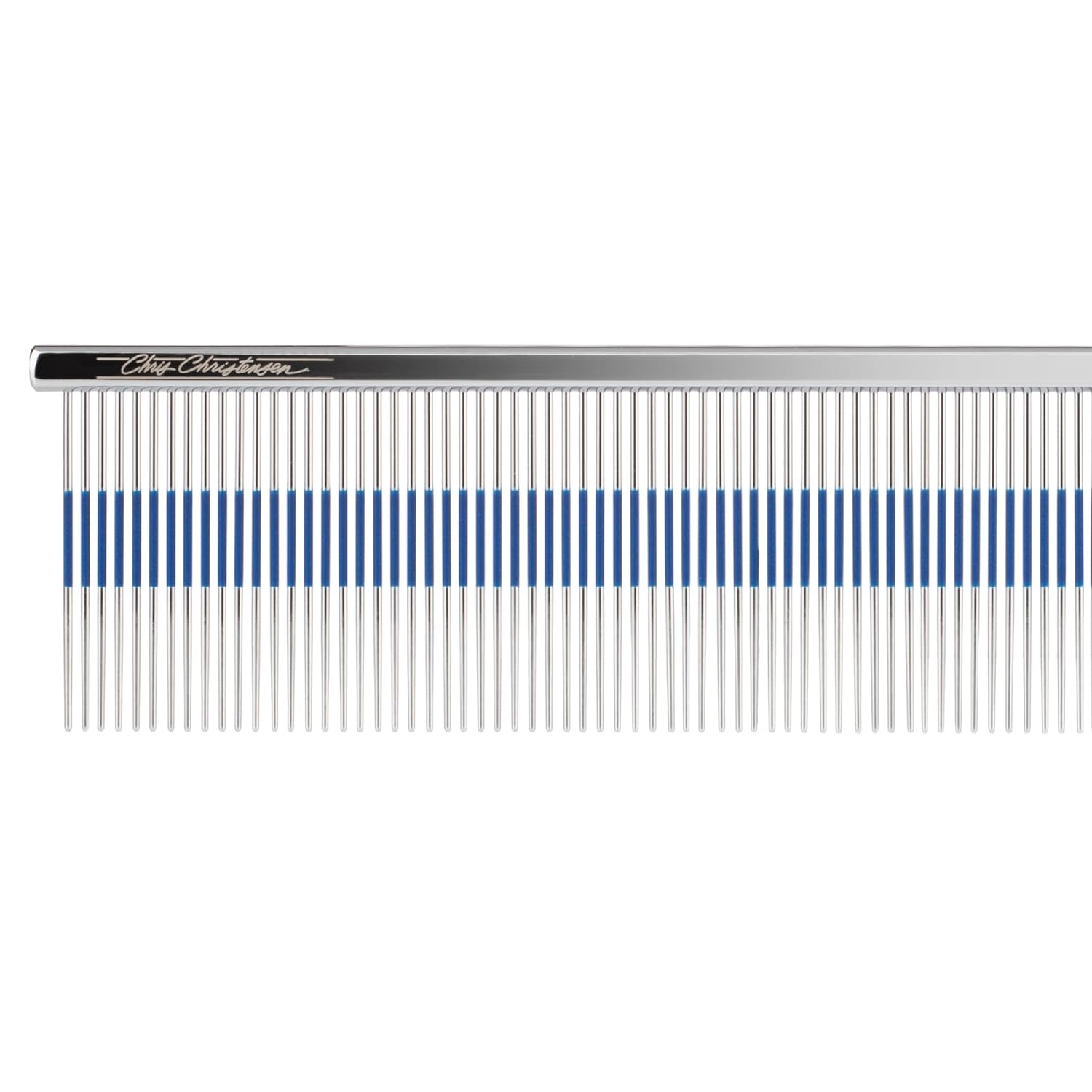 image:imageChris Christensen 9 Long Tooth FineExtra Fine CombOut Comb Groom Like a Professional Rounded Corners Prevent Friction and Breakage Unique Rubber Grip Line Chrome Finish
