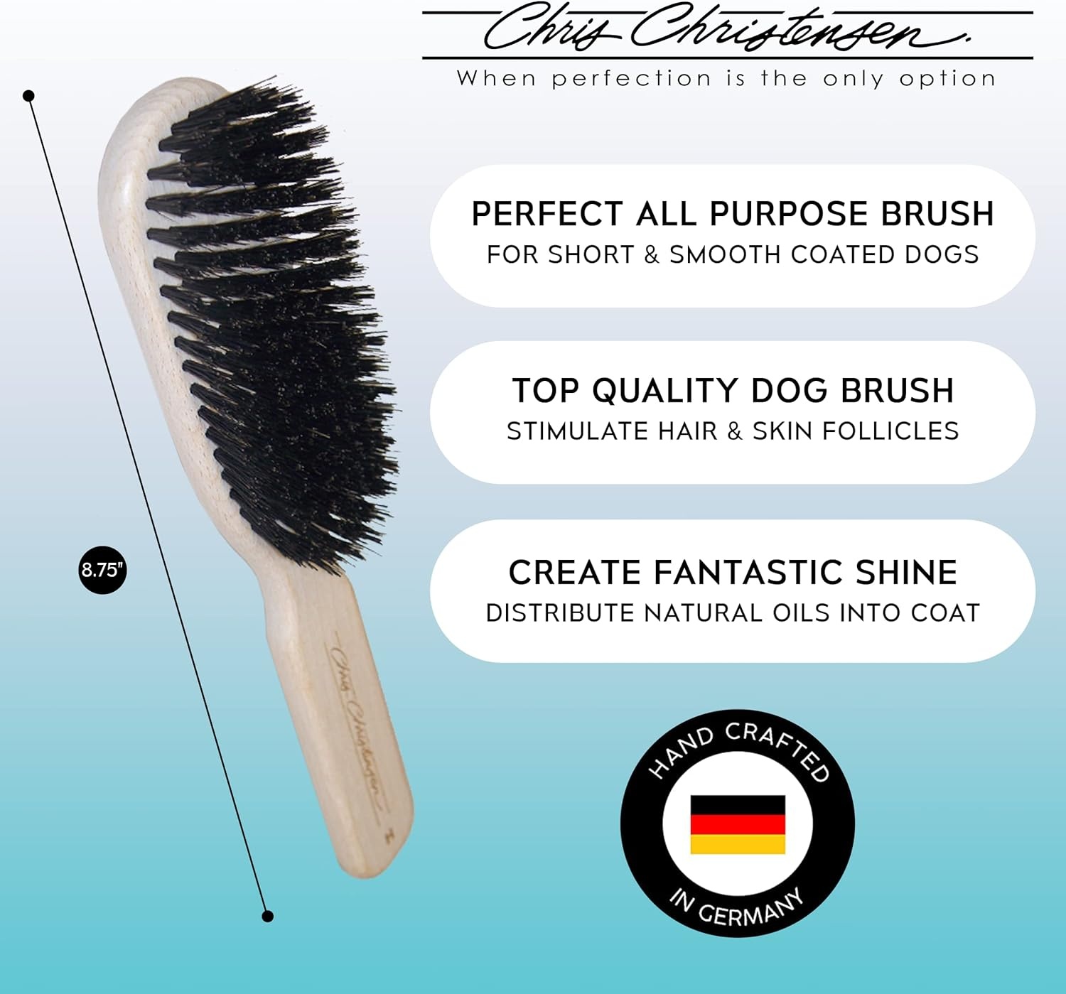 image:imageChris Christensen Boar Dog Brush Groom Like a Professional Natural Boar Bristles Beech Wood Handle Distributes Natural Oils Making for a Healthy Coat