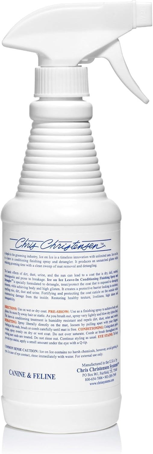 image:imageChris Christensen Detangle and Finishing Spray Dog Brush Bundle Ice on Ice Detangler amp Finishing Spray Adds Elasticity amp Strength Baby K Slicker Brush Fluff Detangle