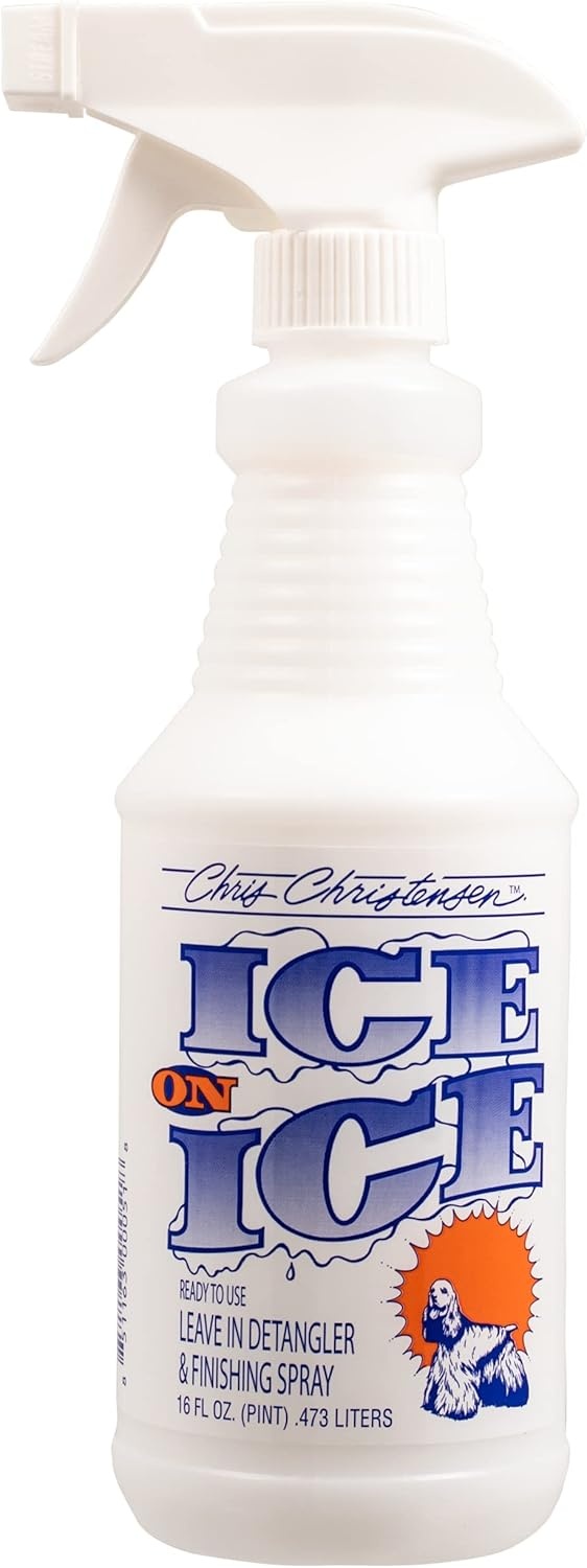 image:imageChris Christensen Ice on Ice Detangle and Finishing Spray Tiny Tot Wood Pin Brush Bundle Adds Elasticity amp Strength Static Free White Dog Brush
