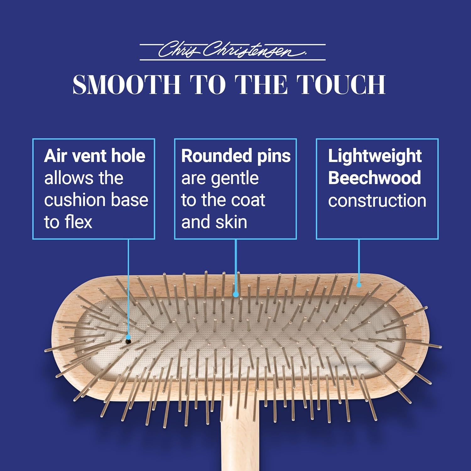 image:imageChris Christensen Original Series 27 mm TBrush Dog amp Cat Grooming Brush Groom Like a Professional Stainless Steel Pins Lightweight Beech Wood Body Ground and Polished Tips27mmRegular