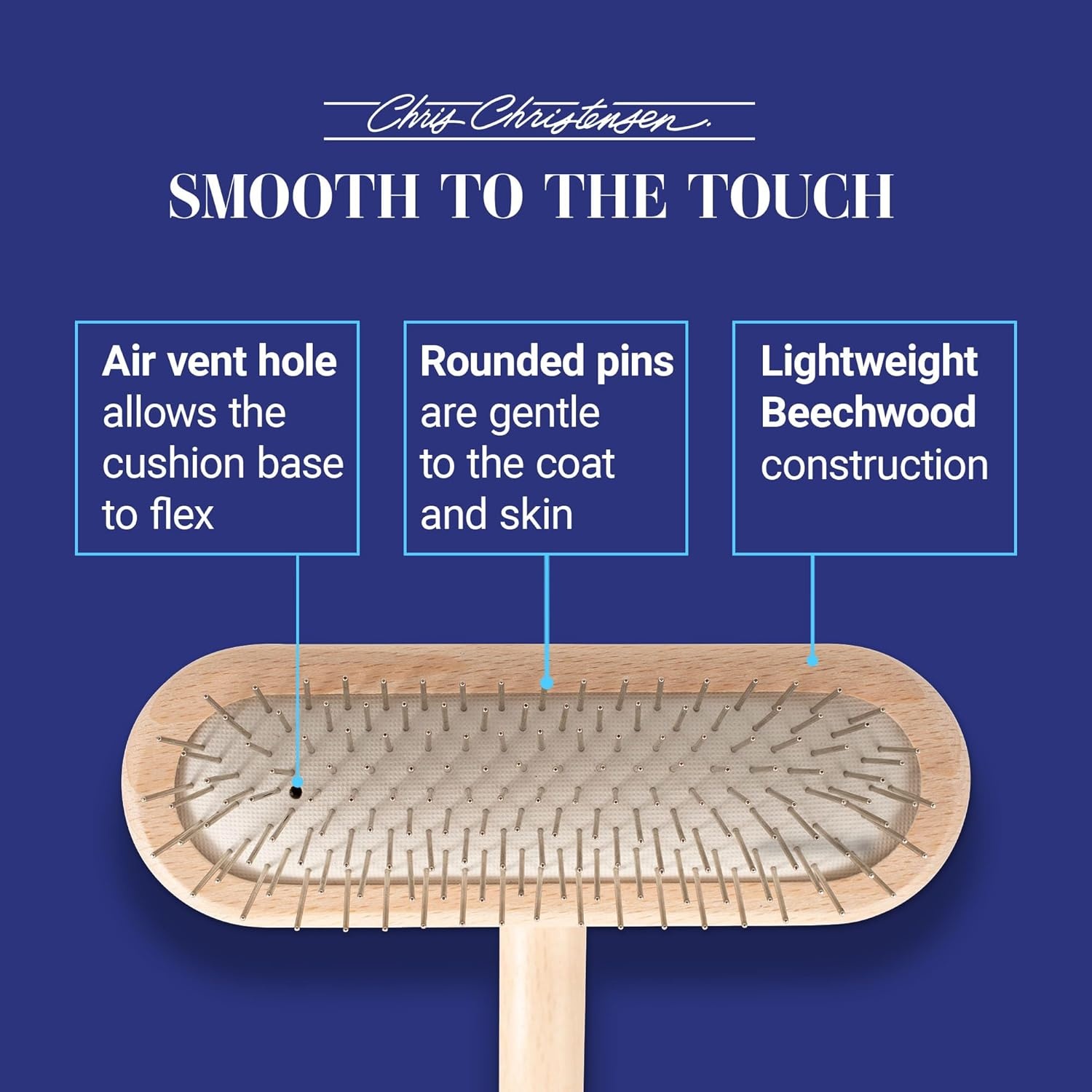 image:imageChris Christensen Original Series 27 mm TBrush Dog amp Cat Grooming Brush Groom Like a Professional Stainless Steel Pins Lightweight Beech Wood Body Ground and Polished Tips16mmMini