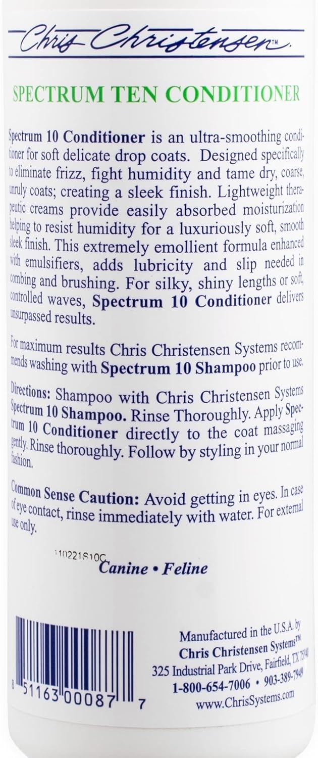 image:imageChris Christensen Spectrum Ten Dog Conditioner Groom Like a Professional Gentle Cleansing Leaves Coat Soft amp Silky Gorgeous Shine Made in the USA 473ml16 fl oz