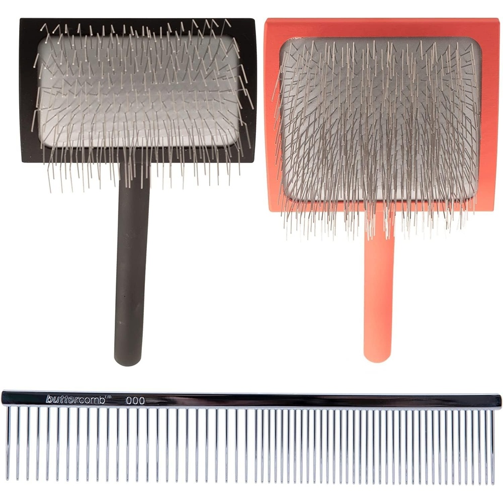 image:imageChris Christensen Brush amp Comb Bundle Big K and Big G Slicker Brush 000 75 in Greyhound Style FineCoarse Comb Groom Like a Professional Made in USA
