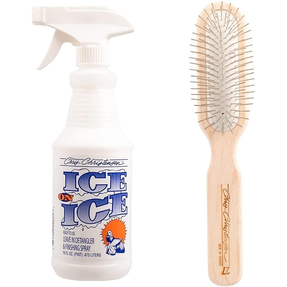 image:imageChris Christensen Ice on Ice Detangle and Finishing Spray Oblong Original Series Pin Brush Adds Elasticity amp Strength 27mm Stainless Steel Pins White