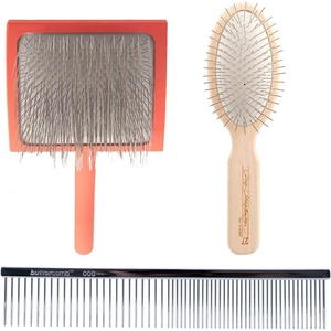 image:imageChris Christensen Brush and Comb Bundle Big G Slicker Brush 000 75 inch Greyhound Style Fine Coarse Comb 27mm Original Series Oval Pin Brush