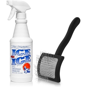 image:imageChris Christensen Detangle and Finishing Spray  Dog Brush Bundle Ice on Ice Detangler amp Finishing Spray Adds Elasticity amp Strength  Baby K Slicker Brush Fluff Detangle