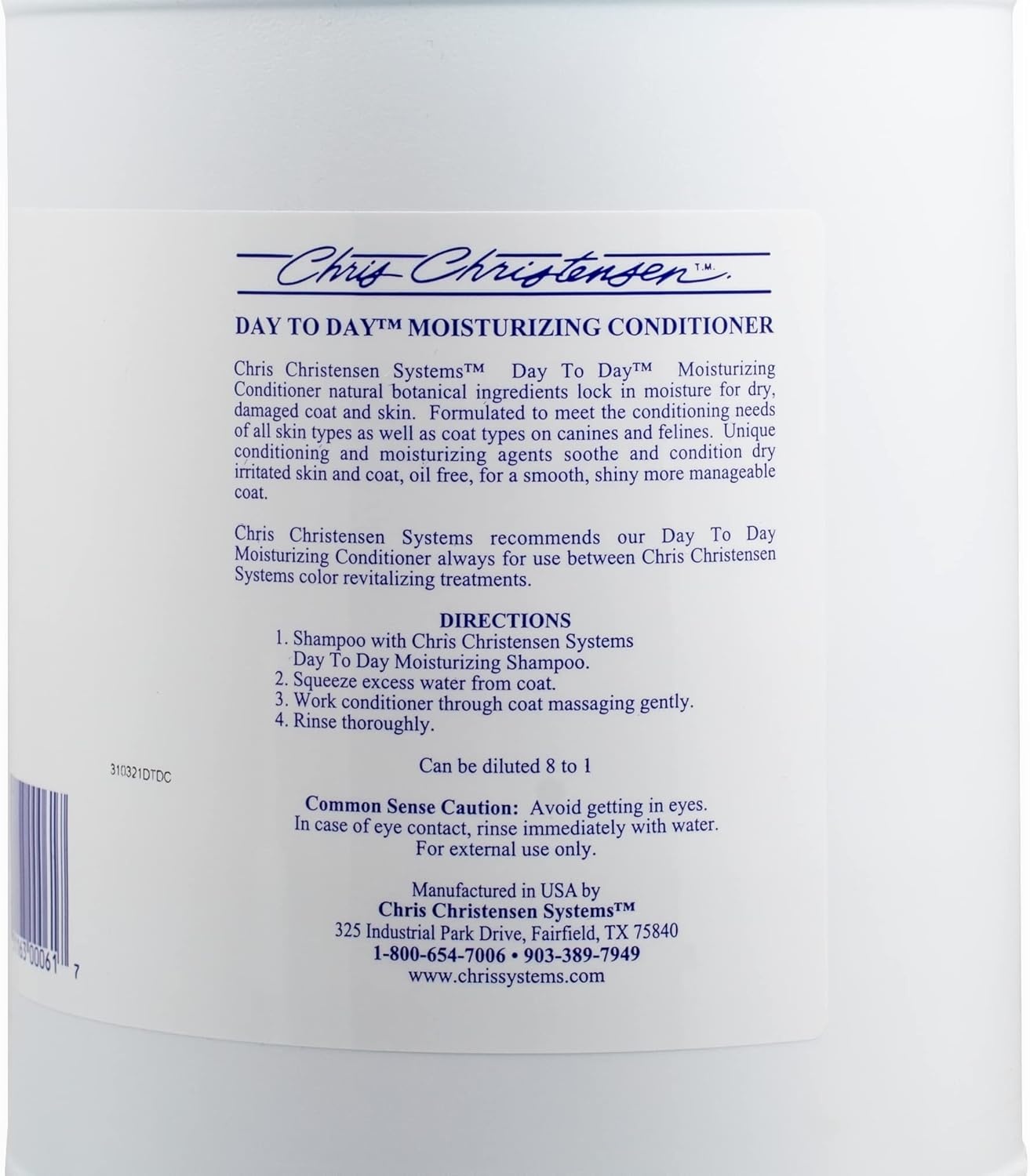 image:imageChris Christensen Day to Day Ultra Concentrated Dog Conditioner Makes up to 8 Bottles Groom Like a Professional Moisturizing All Coat Types for Daily Use Made in USA 1galGallon