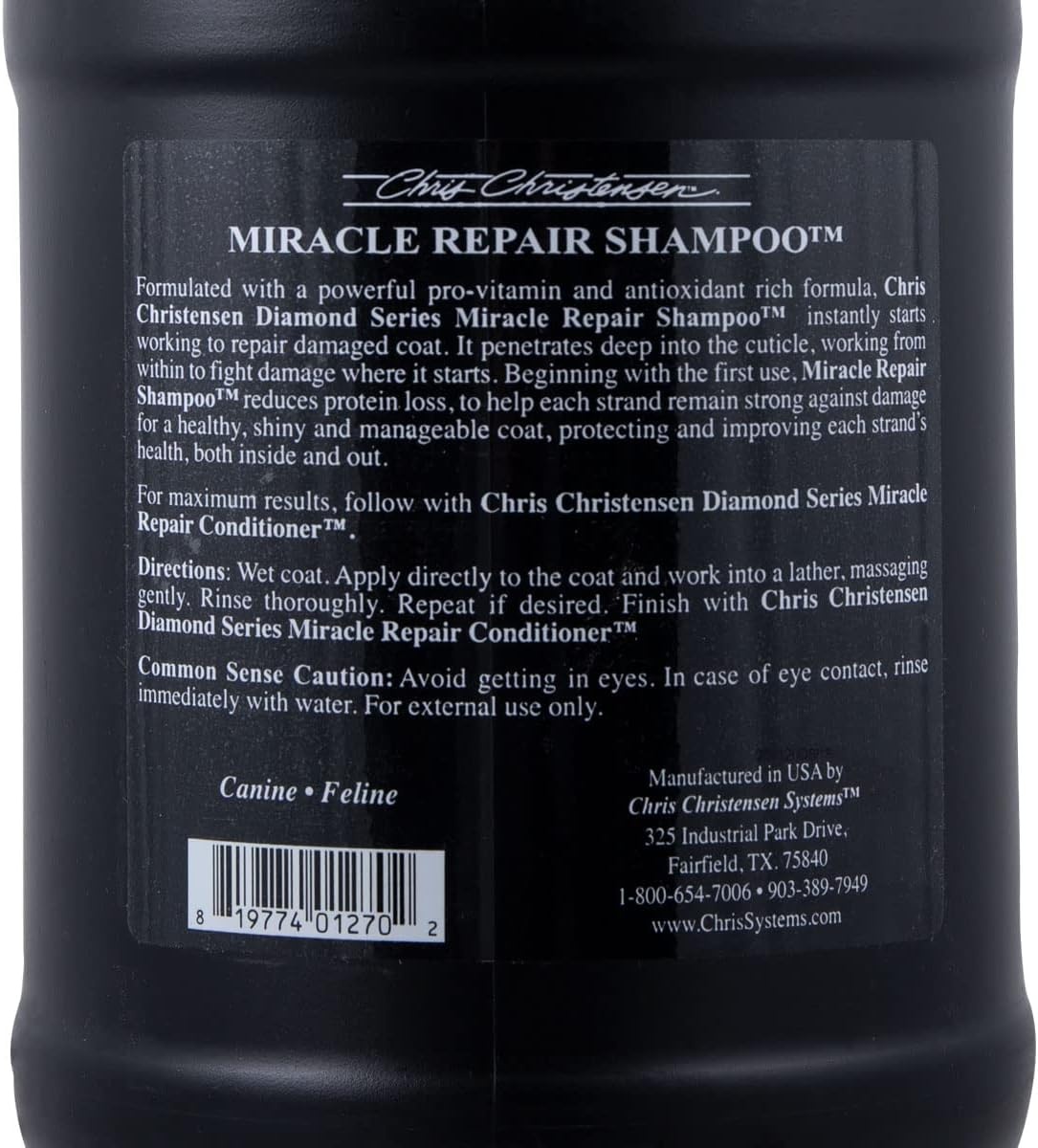 image:imageChris Christensen Gallon Liquid and Gallon Pump Dispenser Bundle Diamond Series Miracle Repair Dog Shampoo Suitable for all Coats Maximum Moisture Gallon Pump Dispenser Easily Dispenses No Mess