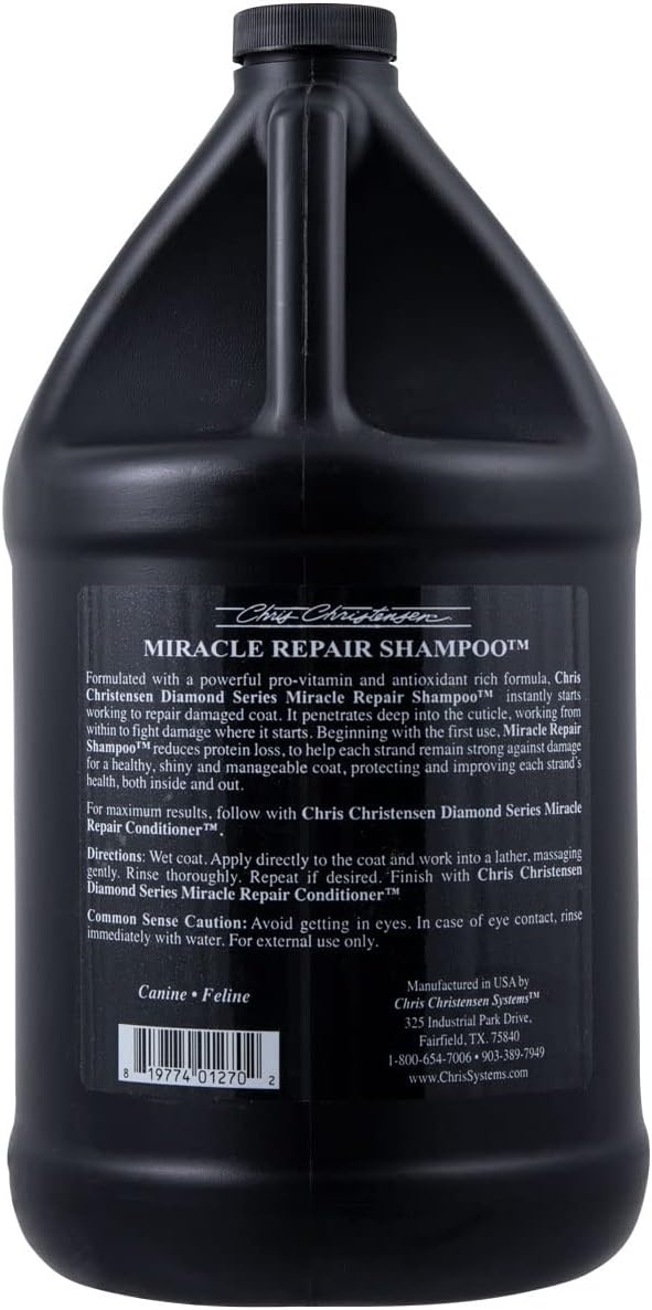 image:imageChris Christensen Gallon Liquid and Gallon Pump Dispenser Bundle Diamond Series Miracle Repair Dog Shampoo Suitable for all Coats Maximum Moisture Gallon Pump Dispenser Easily Dispenses No Mess