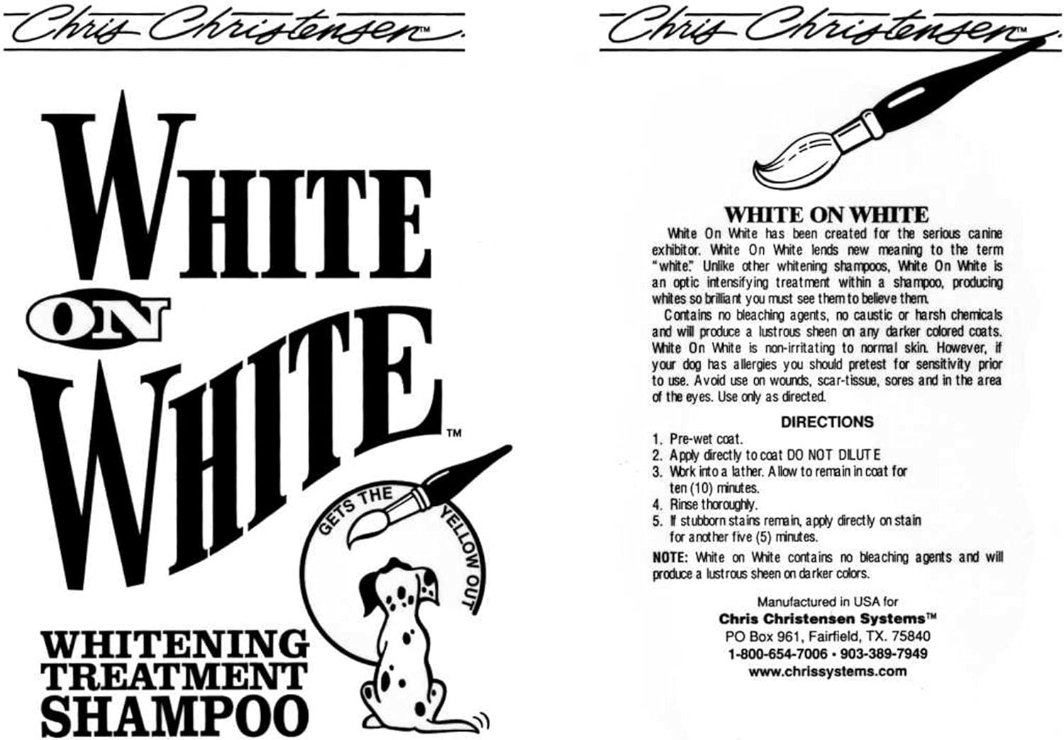 image:imageChris Christensen Gallon Liquid and Gallon Pump Dispenser Bundle White on White Treatment Dog Shampoo Suitable for all Coats Gallon Pump Dispenser Easily Dispenses No Mess
