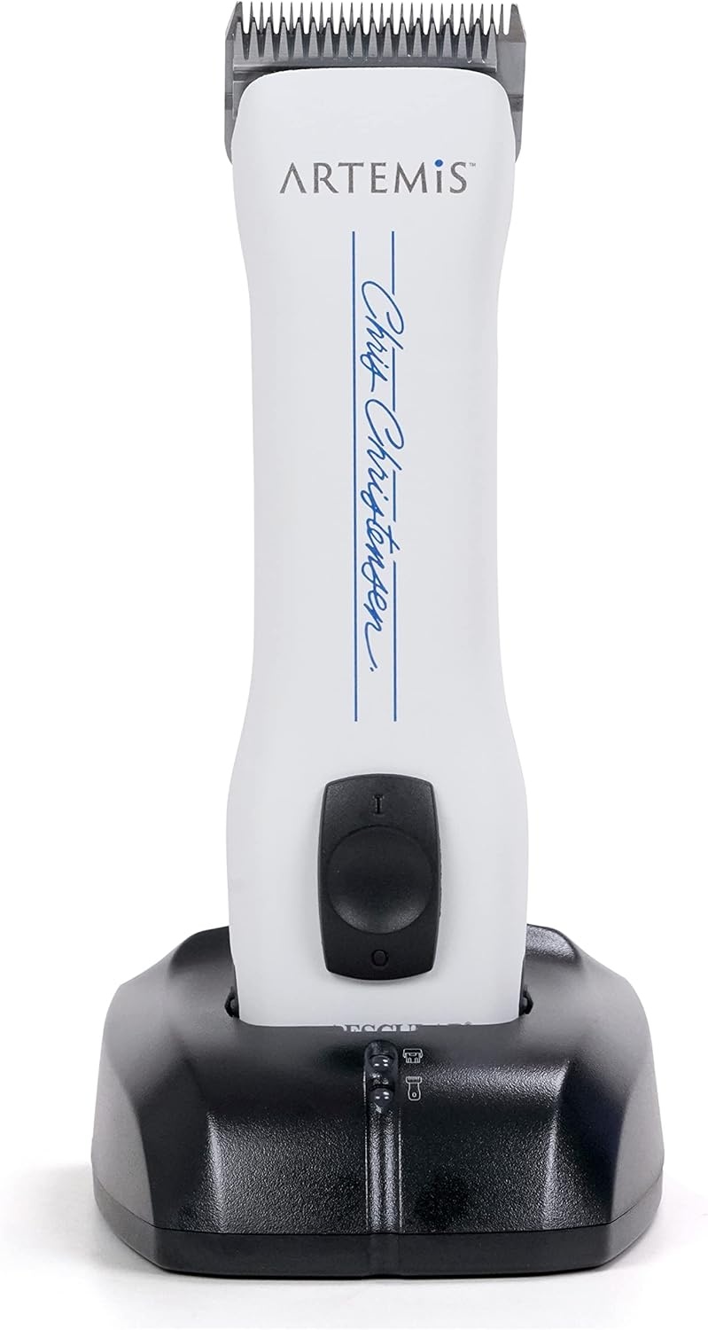 image:imageChris Christensen Artemis Dog Clipper Cordless Grooming 10 Blade Runs Quiet 63 db Lightweight 084 lbs 4Hours Run Time Lithuim Ion Battery Made in Germany White