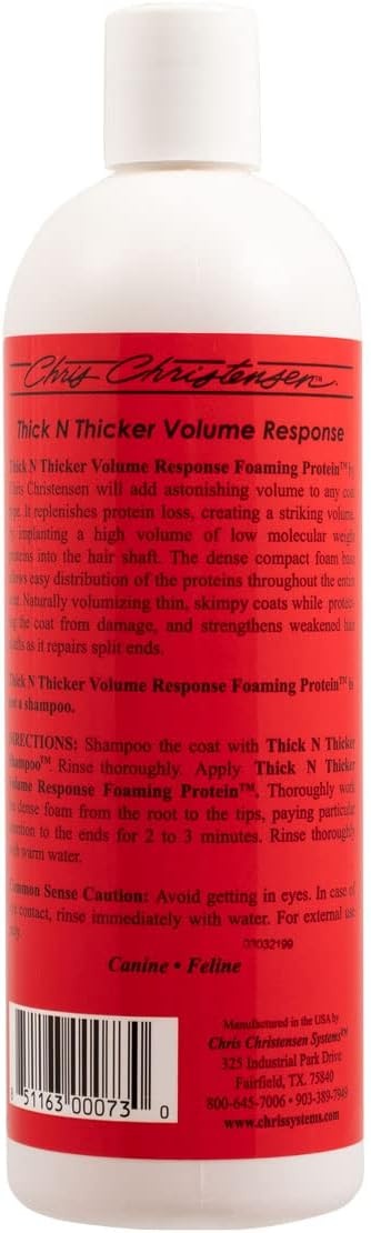 image:imageChris Christensen Thick N Thicker Response Foaming Protein Dog Conditioner Locks in Thickness amp Adds 400x The Volume ProVitamin Formula All Coat Types Made in USA 16 oz