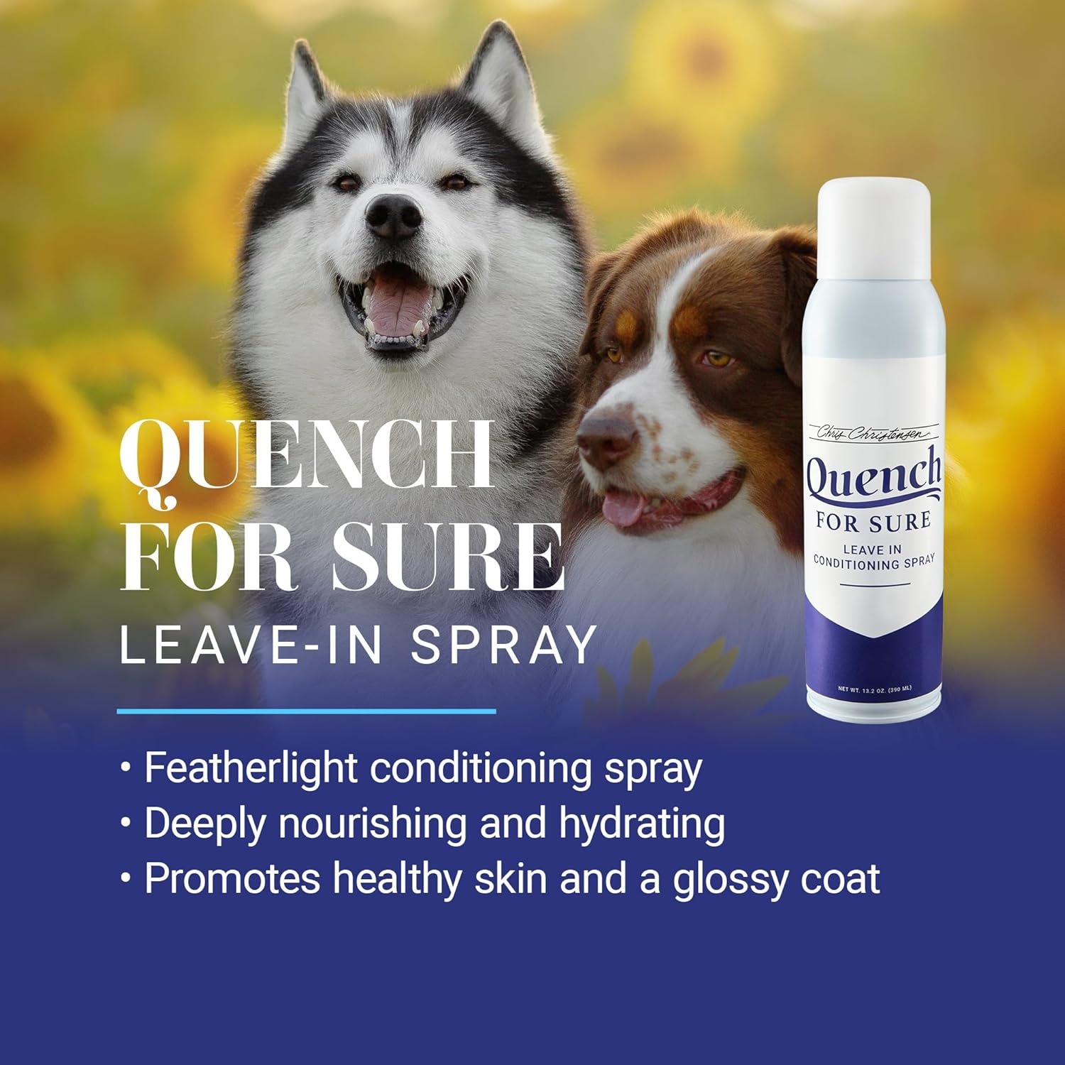 image:imageChris Christensen Quench Leave in Dog Conditioning Spray Groom Like a Professional Moisturize UV Protection Made in USA 132 oz