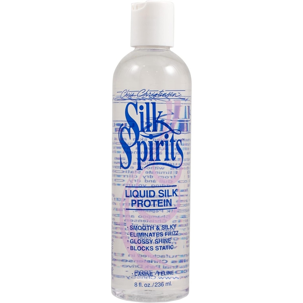 image:imageChris Christensen Silk Spirits Liquid Protein Smooth and Silky Eliminate Frizz Glossy Shine Black Statis Dog Conditioner Groom Like a Professional 8 oz