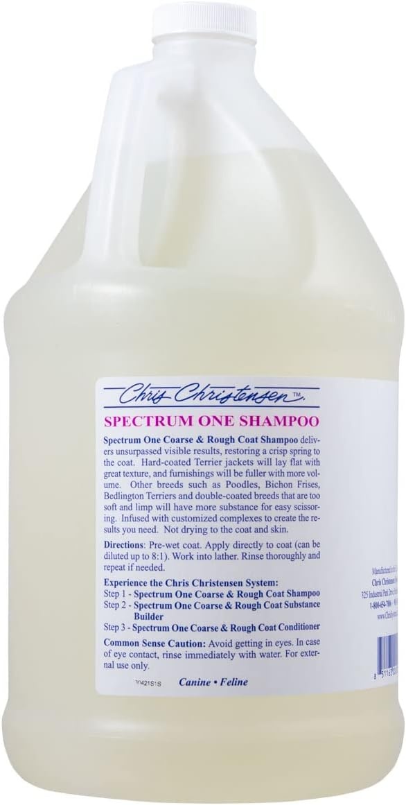 image:imageChris Christensen Gallon Liquid and Gallon Pump Dispenser Bundle Spectrum One Dog Shampoo Coarse and Rough Coat Gallon Pump Dispenser Easily Dispenses No Mess
