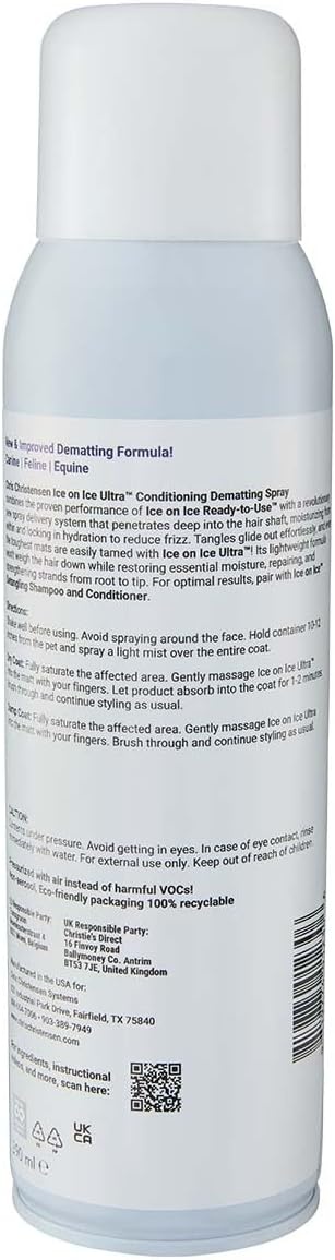 image:imageChris Christensen Ice on Ice Ultra Conditioning Dematting Spray Dog Conditioner Groom Like a Professional Lightweight Formula Dematts amp Detangles Conditions amp Protects Made in the USA 132oz
