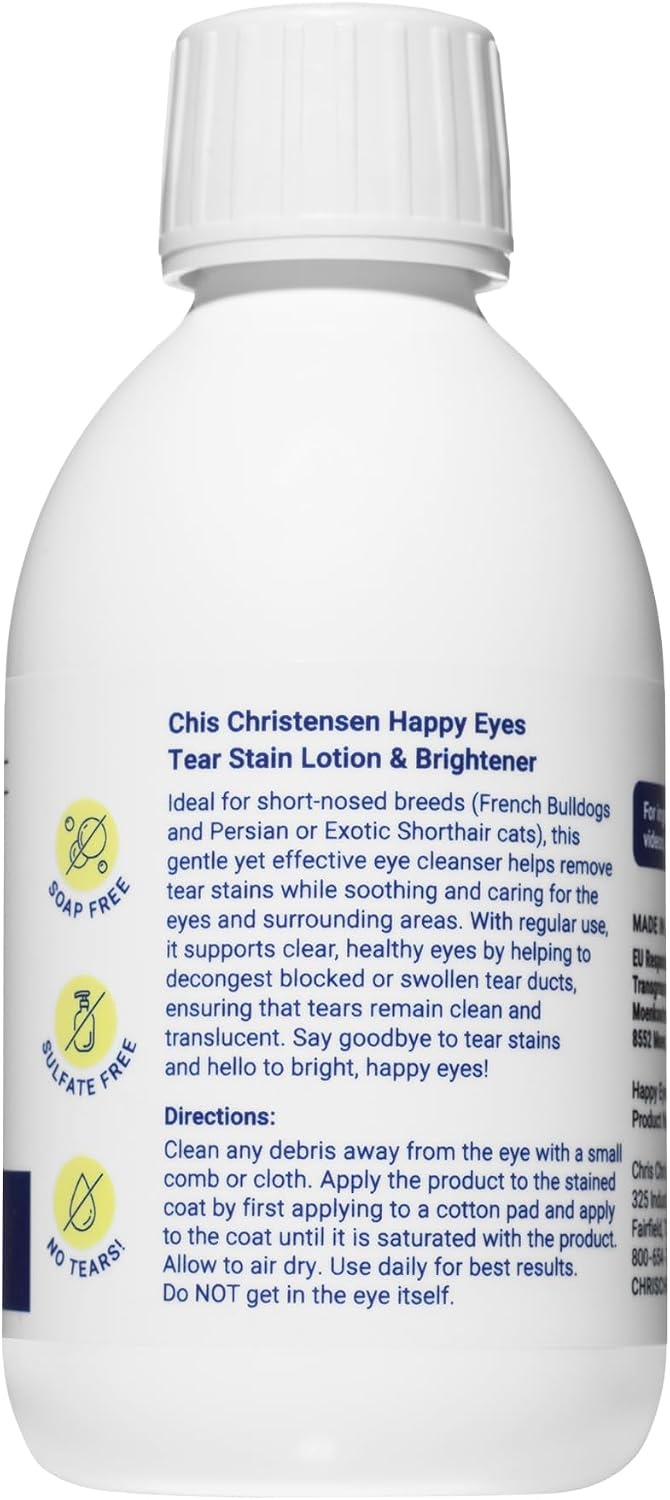 image:imageChris Christensen Happy Eyes Tear Stain Remover Lotion amp Brightener Tear Stain Remover for Short Nosed Dogs French Bulldogs Dogs and Cats Made in USA 85oz