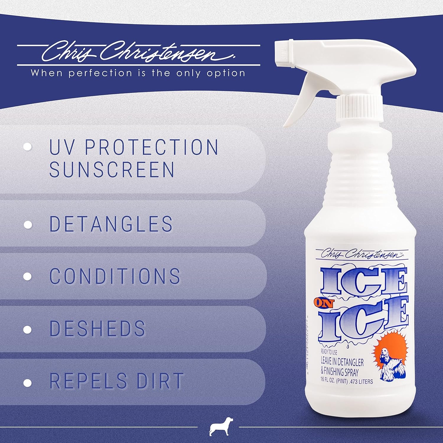 image:imageChris Christensen Shampoo amp Conditioner 16 oz Bundle White on White Shampoo Color Treatment Ice on Ice Detangling Conditioner Spray Ready to Use Groom Like a Professional Made in USA