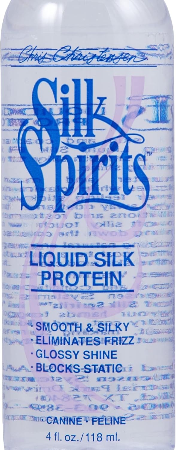 image:imageChris Christensen Silk Spirits Liquid Silk Protein Dog Conditioner for Long Hair Dogs and Drop Coated Dogs Groom Like a Professional Made in USA 4 oz