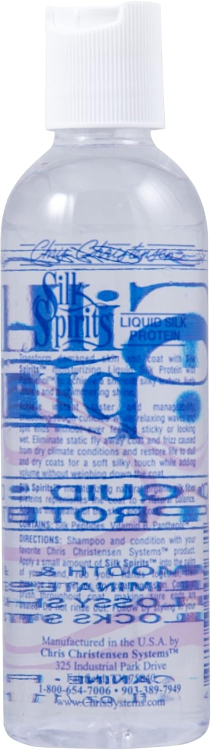 image:imageChris Christensen Silk Spirits Liquid Silk Protein Dog Conditioner for Long Hair Dogs and Drop Coated Dogs Groom Like a Professional Made in USA 4 oz