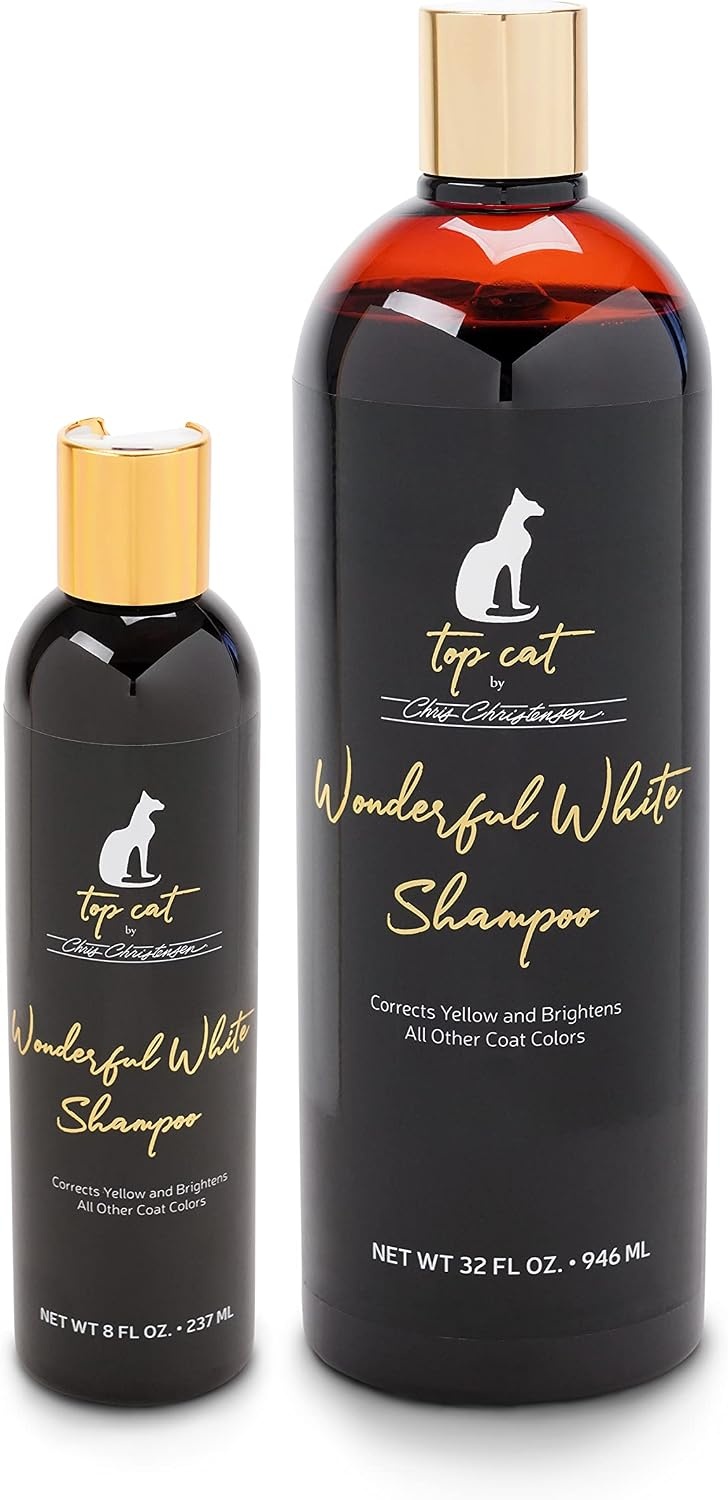 image:imageChris Christensen Top Cat Wonderful White Shampoo for Cats Groom Like a Professional Corrects Yellow Brightens All Coat Colors Made in USA 32 oz