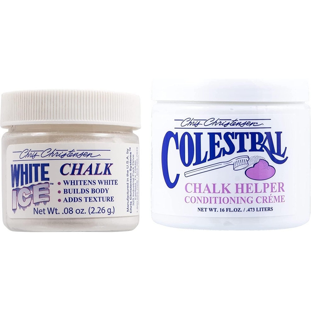 image:imageChris Christensen Grooming Bundle White Ice Chalk 08 oz Colestral Chalk Helper Conditioning Crme 16 oz Groom Like a Professional Made in USA