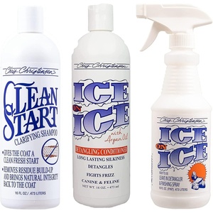 image:imageChris Christensen Dog Shampoo amp Conditioner 16 oz Bundle  Clean Start Clarifying Shampoo  Ice on Ice Detangling Conditioner  DentanglingFinishing Spray Groom Like a Professional Made in USA