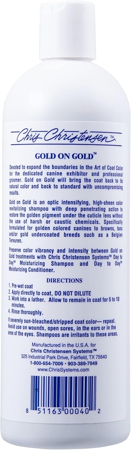 image:imageChris Christensen Gold on Gold Color Treatment Dog Shampoo Groom Like a Professional 16 oz